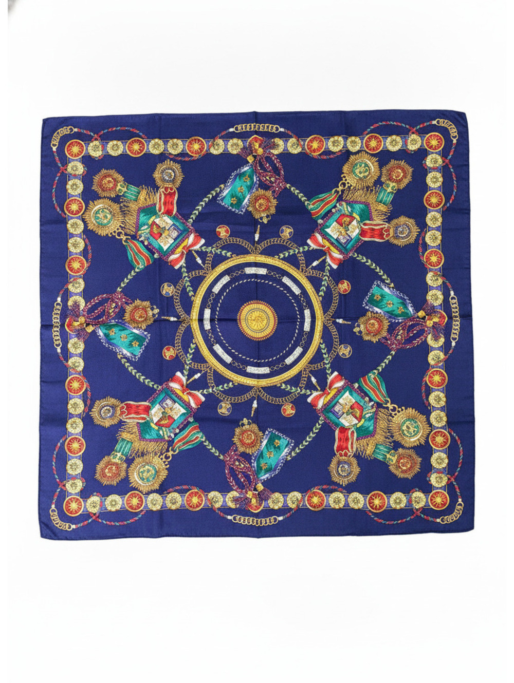 Celine navy chain print silk scarf